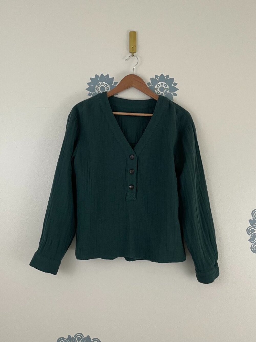 Madewell Lightspun Evert Top in Midnight Green Size Medium